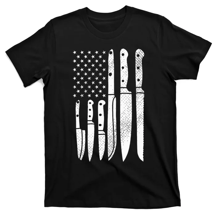 Chef Knives Cooking Utensil Cook Cooking US Flag July 4 T-Shirt