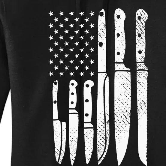 Chef Knives Cooking Utensil Cook Cooking US Flag July 4 Women's Pullover Hoodie