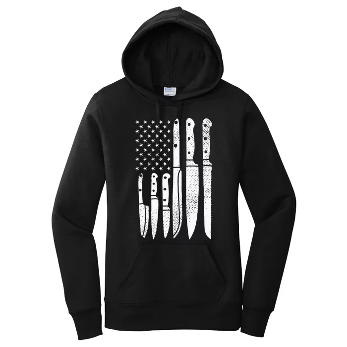 Chef Knives Cooking Utensil Cook Cooking US Flag July 4 Women's Pullover Hoodie