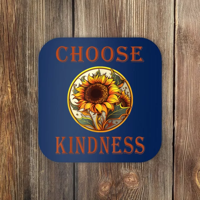 Choose Kindness Colorful Sunflower Coaster