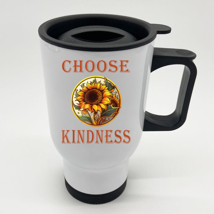 Choose Kindness Colorful Sunflower Front & Back Stainless Steel Travel Mug