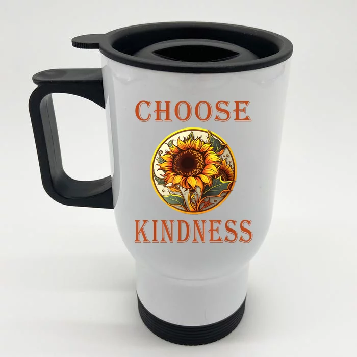 Choose Kindness Colorful Sunflower Front & Back Stainless Steel Travel Mug