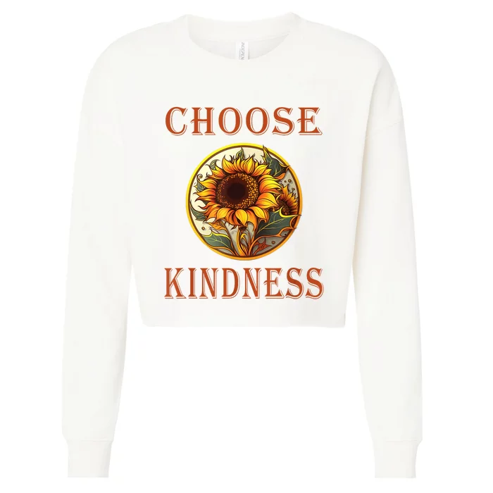 Choose Kindness Colorful Sunflower Cropped Pullover Crew