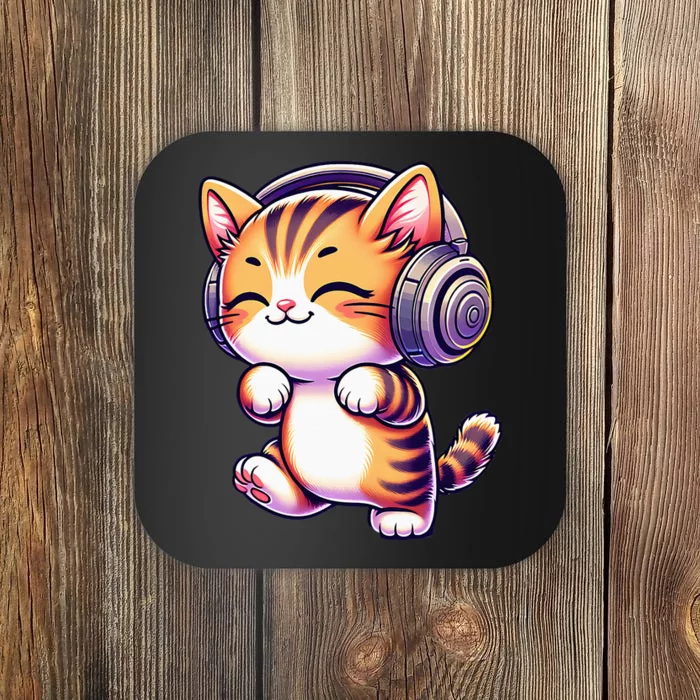 Cute Kitten Cat Music Lovers I Love Cats I Love Music Coaster