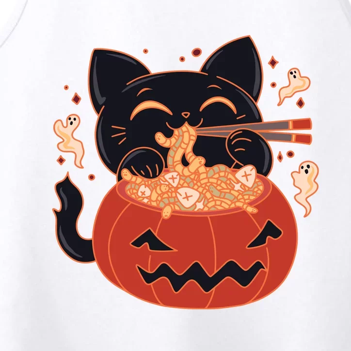 Creepy Kawaii Cat Eating Worms Ramen Noodles Halloween Kids Performance Tank