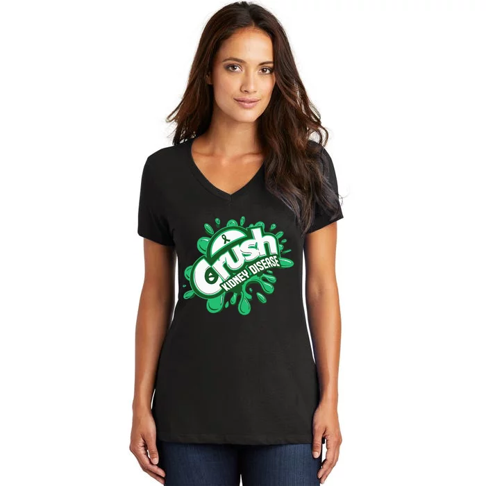 Crush Kidney Disease Grafiti Kidney Disease Awareness Women's V-Neck T-Shirt