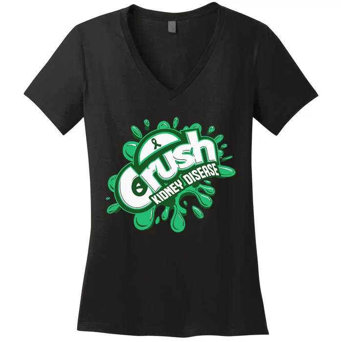 Crush Kidney Disease Grafiti Kidney Disease Awareness Women's V-Neck T-Shirt