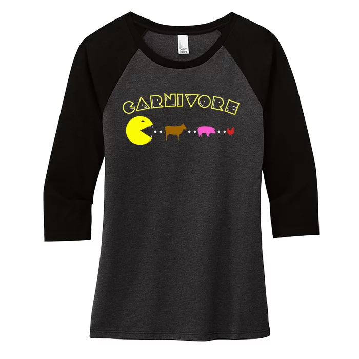 Carnivore Keto Diet Meat Eater Women's Tri-Blend 3/4-Sleeve Raglan Shirt