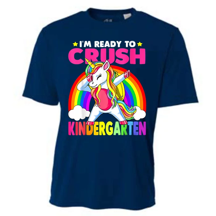 Crush Kindergarten Dabbing Unicorn Back To School Girl Cooling Performance Crew T-Shirt