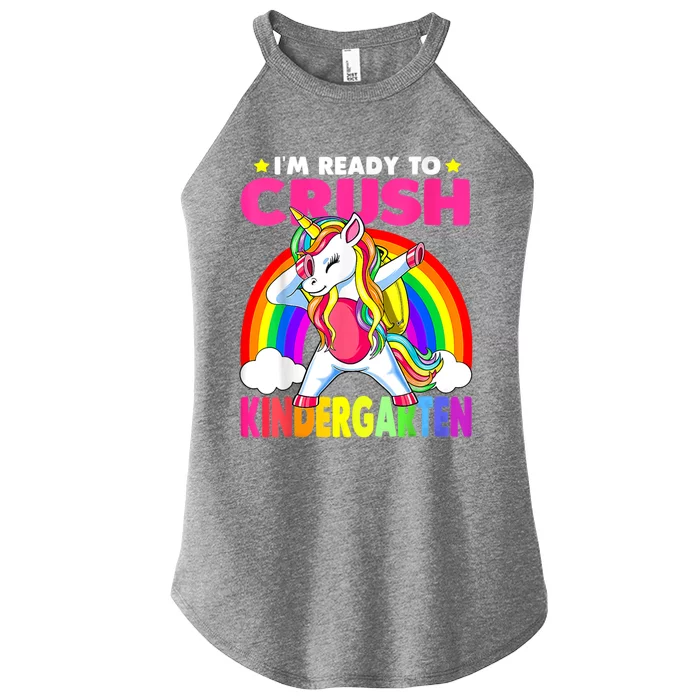 Crush Kindergarten Dabbing Unicorn Back To School Girl Women’s Perfect Tri Rocker Tank