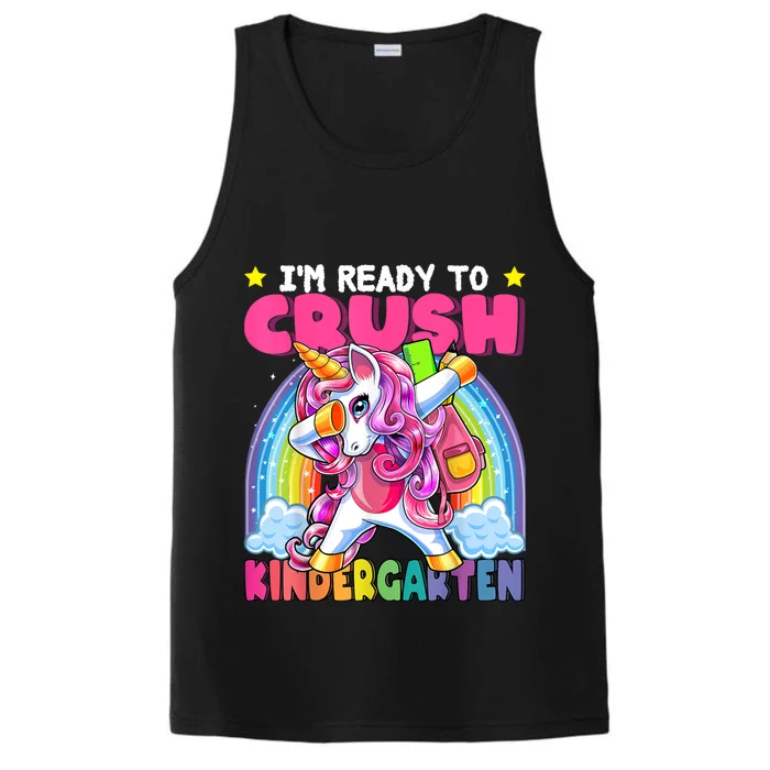 Crush Kindergarten Dabbing Unicorn Back To School Girl Gift Performance Tank