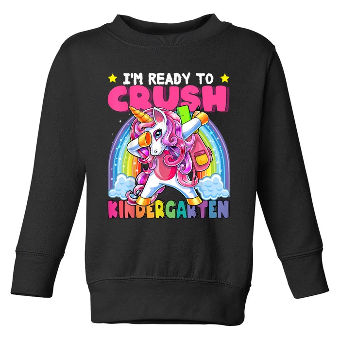 Crush Kindergarten Dabbing Unicorn Back To School Girl Gift Toddler Sweatshirt