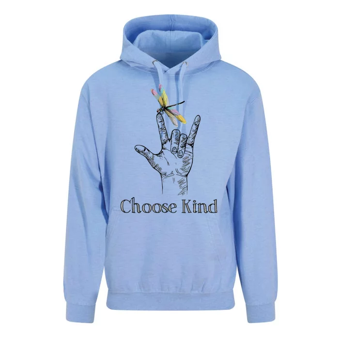 Choose Kind Dragonfly I Love You ASL Sign Language Deaf Unisex Surf Hoodie