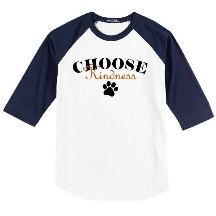 Choose Kindness Dog Paw Print Baseball Sleeve Shirt