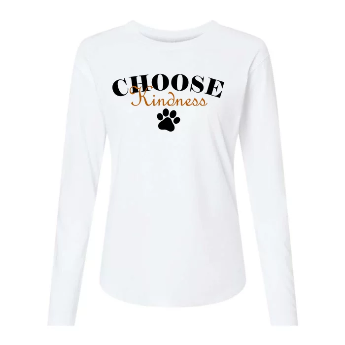 Choose Kindness Dog Paw Print Womens Cotton Relaxed Long Sleeve T-Shirt