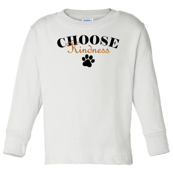 Choose Kindness Dog Paw Print Toddler Long Sleeve Shirt