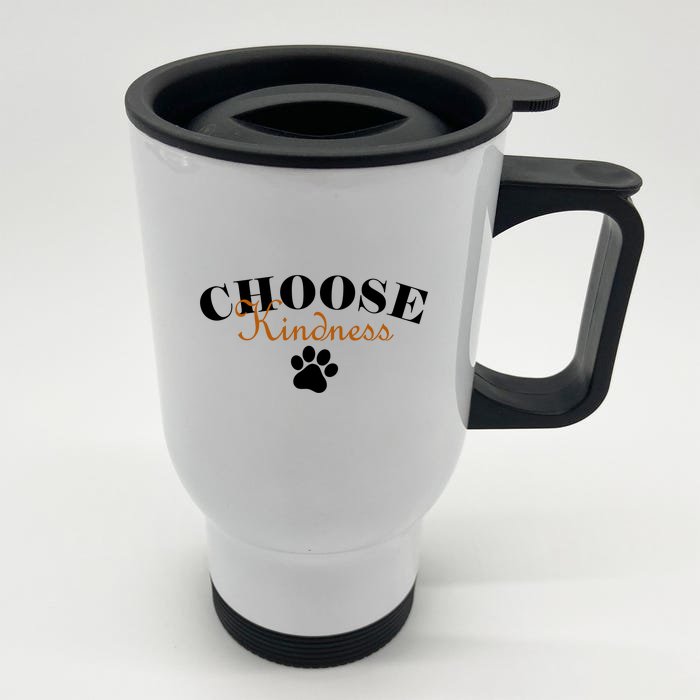 Choose Kindness Dog Paw Print Front & Back Stainless Steel Travel Mug