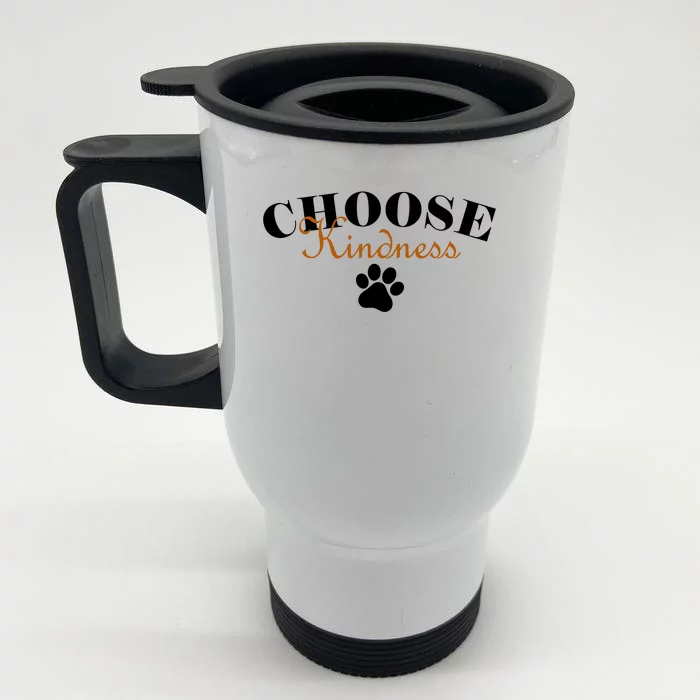 Choose Kindness Dog Paw Print Front & Back Stainless Steel Travel Mug