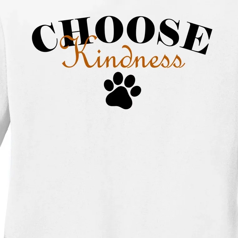 Choose Kindness Dog Paw Print Ladies Long Sleeve Shirt