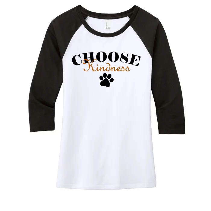 Choose Kindness Dog Paw Print Women's Tri-Blend 3/4-Sleeve Raglan Shirt