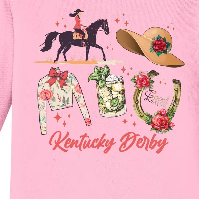 Cute Kentucky Derby Good Luck Baby Long Sleeve Bodysuit