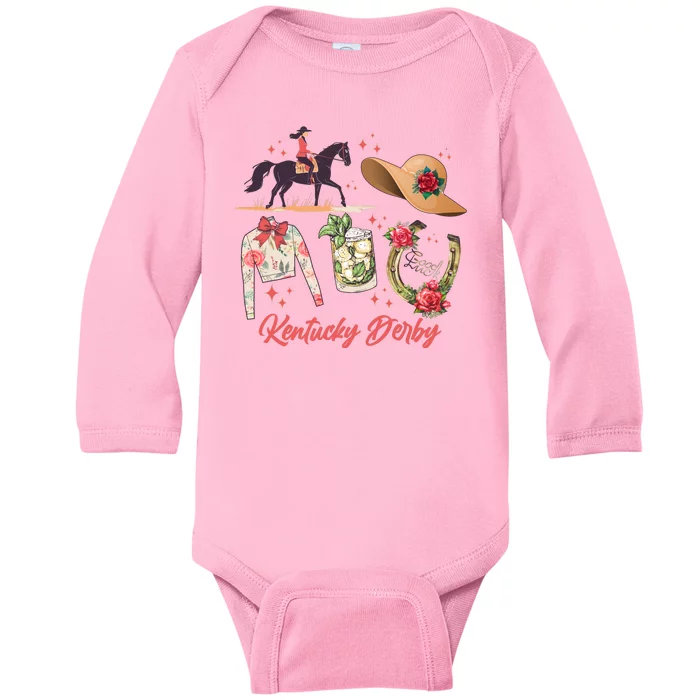 Cute Kentucky Derby Good Luck Baby Long Sleeve Bodysuit