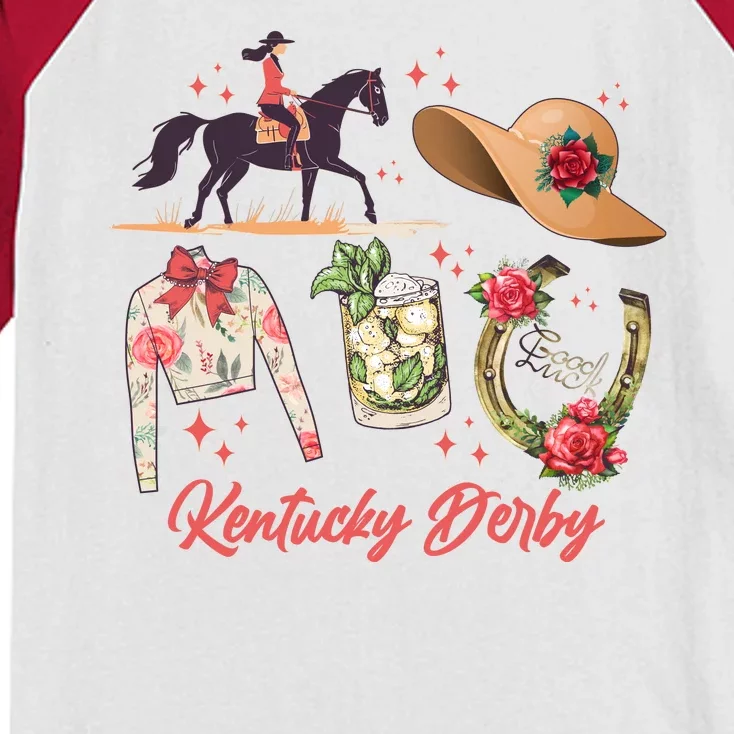 Cute Kentucky Derby Good Luck Kids Colorblock Raglan Jersey