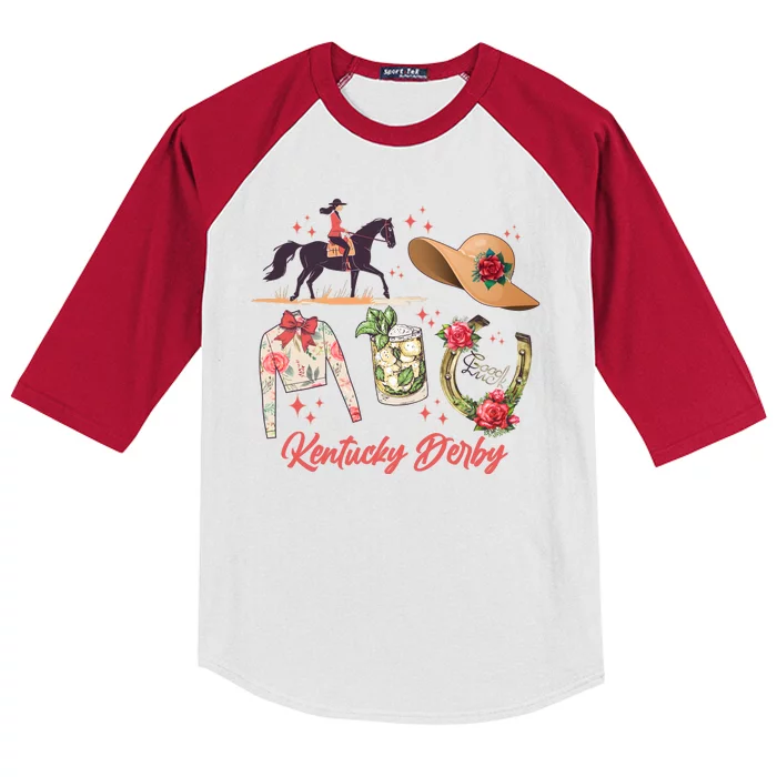 Cute Kentucky Derby Good Luck Kids Colorblock Raglan Jersey