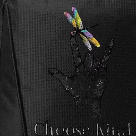 Choose Kind Dragonfly I Love You ASL Sign Language Deaf Gift City Backpack