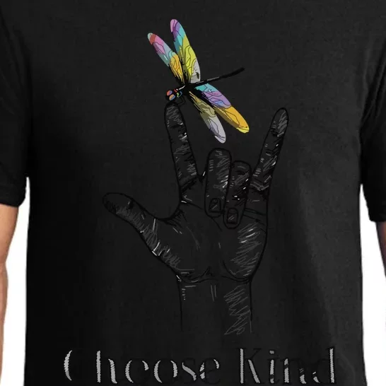 Choose Kind Dragonfly I Love You ASL Sign Language Deaf Gift Pajama Set