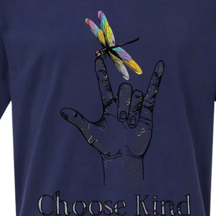 Choose Kind Dragonfly I Love You ASL Sign Language Deaf Gift Sueded Cloud Jersey T-Shirt