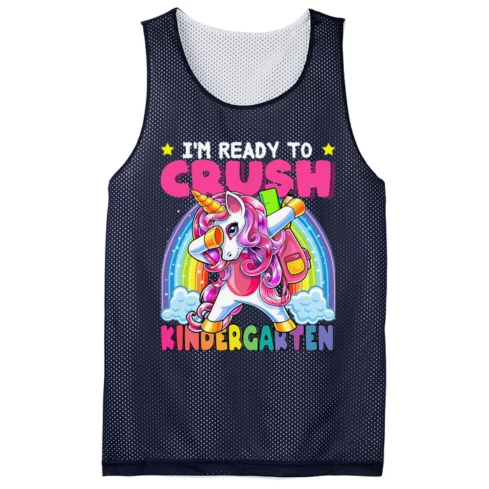 Crush Kindergarten Dabbing Unicorn Back To School Gift Mesh Reversible Basketball Jersey Tank