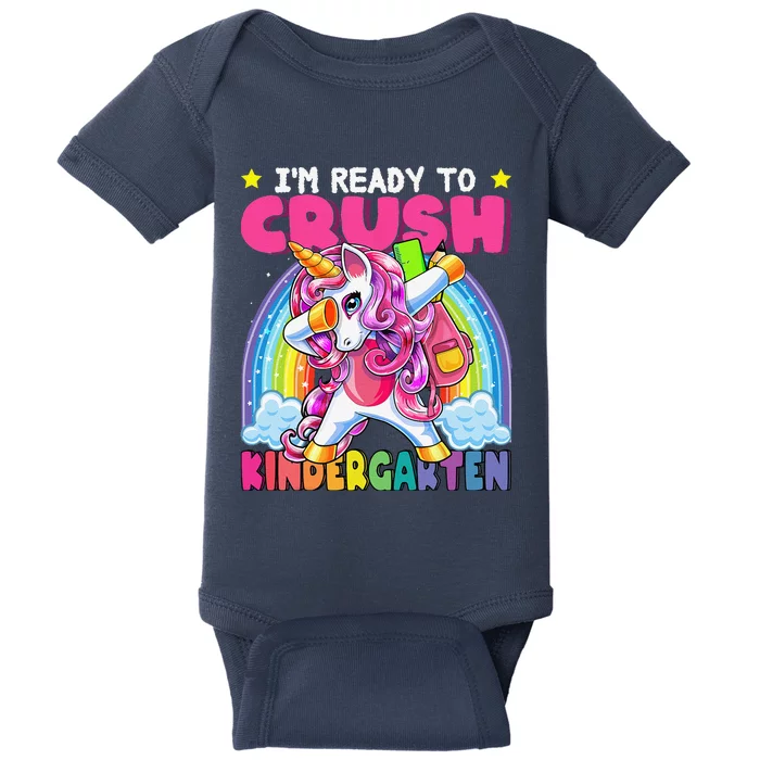 Crush Kindergarten Dabbing Unicorn Back To School Gift Baby Bodysuit