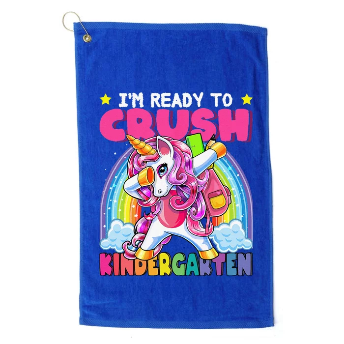 Crush Kindergarten Dabbing Unicorn Back To School Gift Platinum Collection Golf Towel