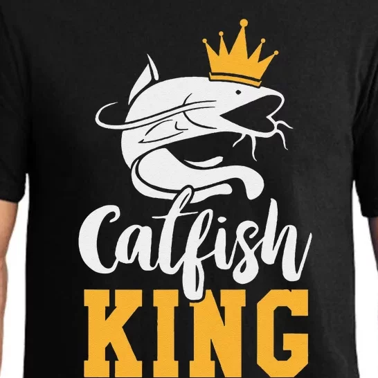 Catfish King Design Funny Catfish Fishing Gift Pajama Set