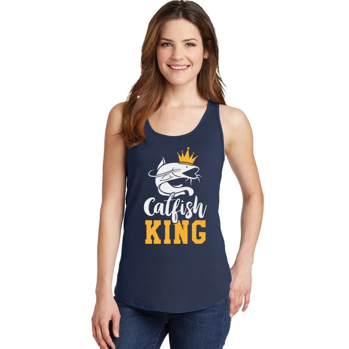 Catfish King Design Funny Catfish Fishing Gift Ladies Essential Tank