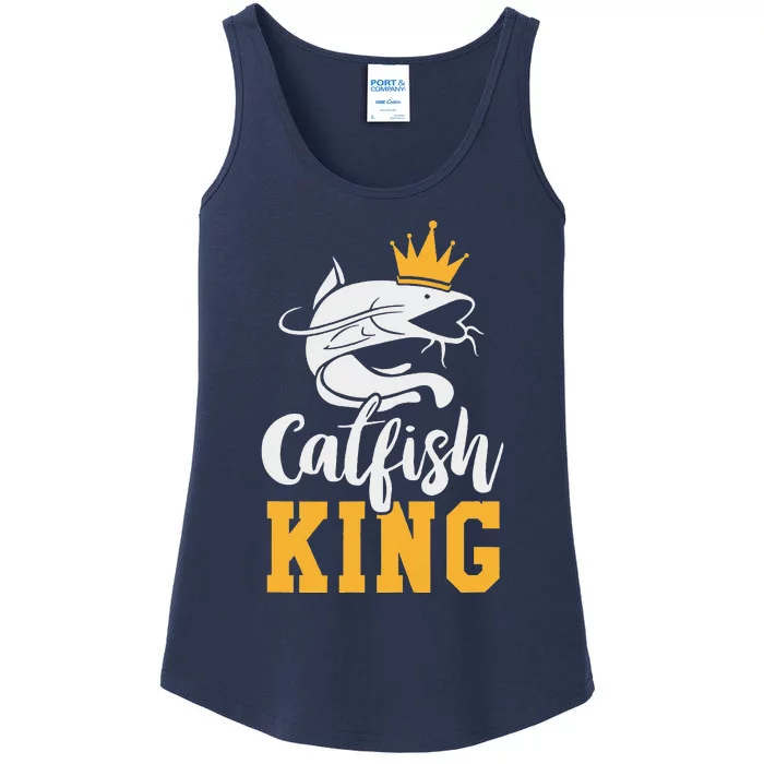 Catfish King Design Funny Catfish Fishing Gift Ladies Essential Tank