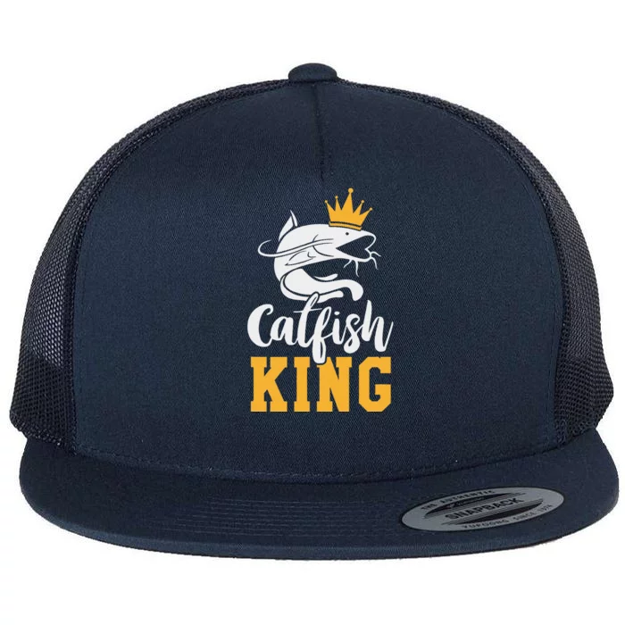 Catfish King Design Funny Catfish Fishing Gift Flat Bill Trucker Hat