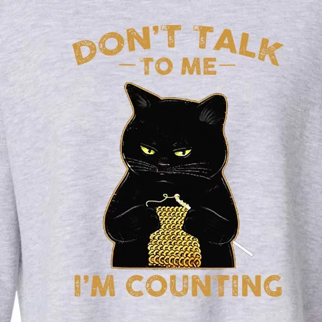 Cat Knits Don't Talk To Me I'm Counting Knitting Cropped Pullover Crew