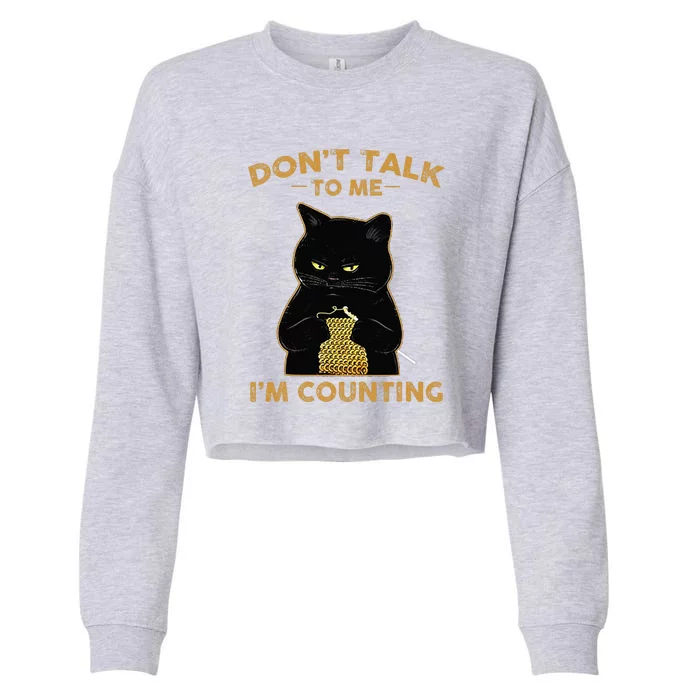 Cat Knits Don't Talk To Me I'm Counting Knitting Cropped Pullover Crew