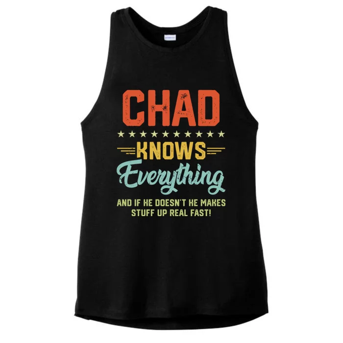 Chad Knows Everything Funny Name Personalized Jokes Gift Ladies Tri-Blend Wicking Tank