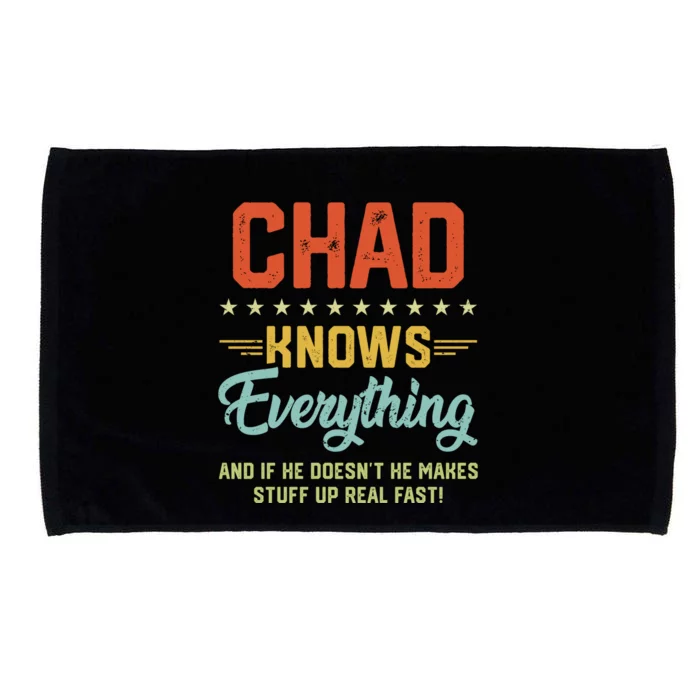 Chad Knows Everything Funny Name Personalized Jokes Gift Microfiber Hand Towel