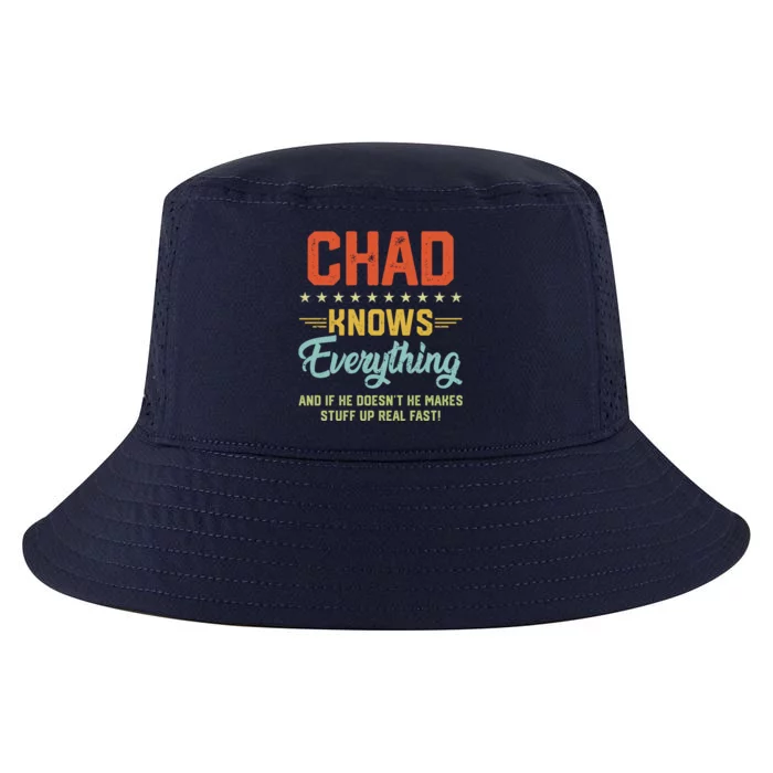 Chad Knows Everything Funny Name Personalized Jokes Gift Cool Comfort Performance Bucket Hat