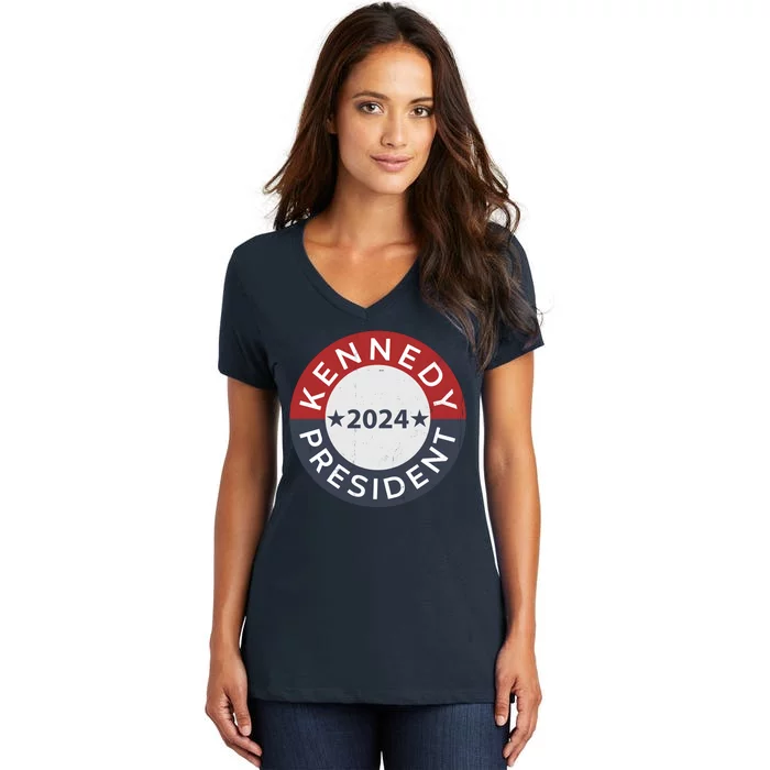 Cool Kennedy For President 2024 Vintage Stars Circle Women's V-Neck T-Shirt