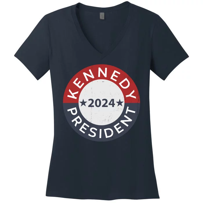 Cool Kennedy For President 2024 Vintage Stars Circle Women's V-Neck T-Shirt