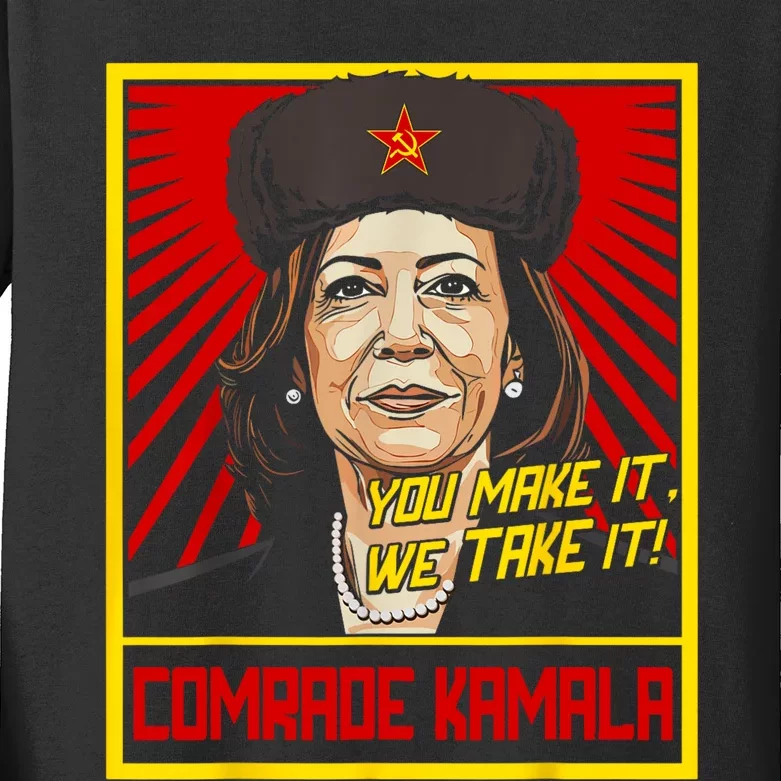 Comrade Kamala Funny Anti Harris Kids Long Sleeve Shirt