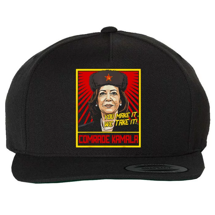 Comrade Kamala Funny Anti Harris Wool Snapback Cap