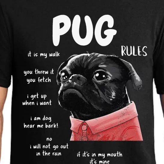 Cute Kawaii Funny Black Pug Dog Rules Gifts Pajama Set