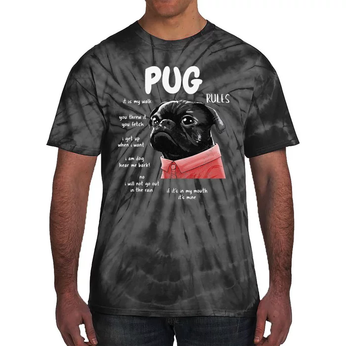 Cute Kawaii Funny Black Pug Dog Rules Gifts Tie-Dye T-Shirt