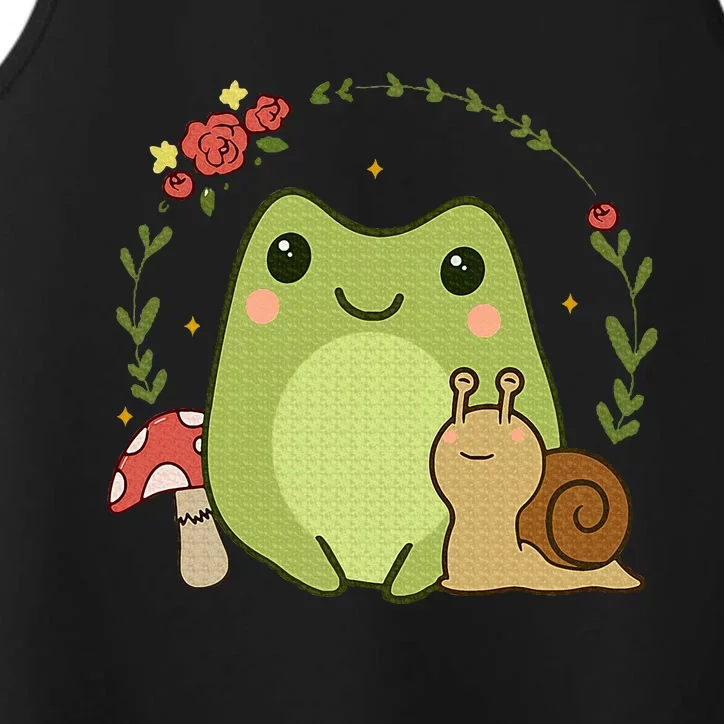 Cute Kawaii Frog Snail Mushroom Cottagecore Aesthetic Performance Tank